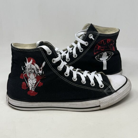 Converse All Star Itachi Uchiha Sneakers Mens 10.5 Black High Top Shoes Naruto - Picture 4 of 16